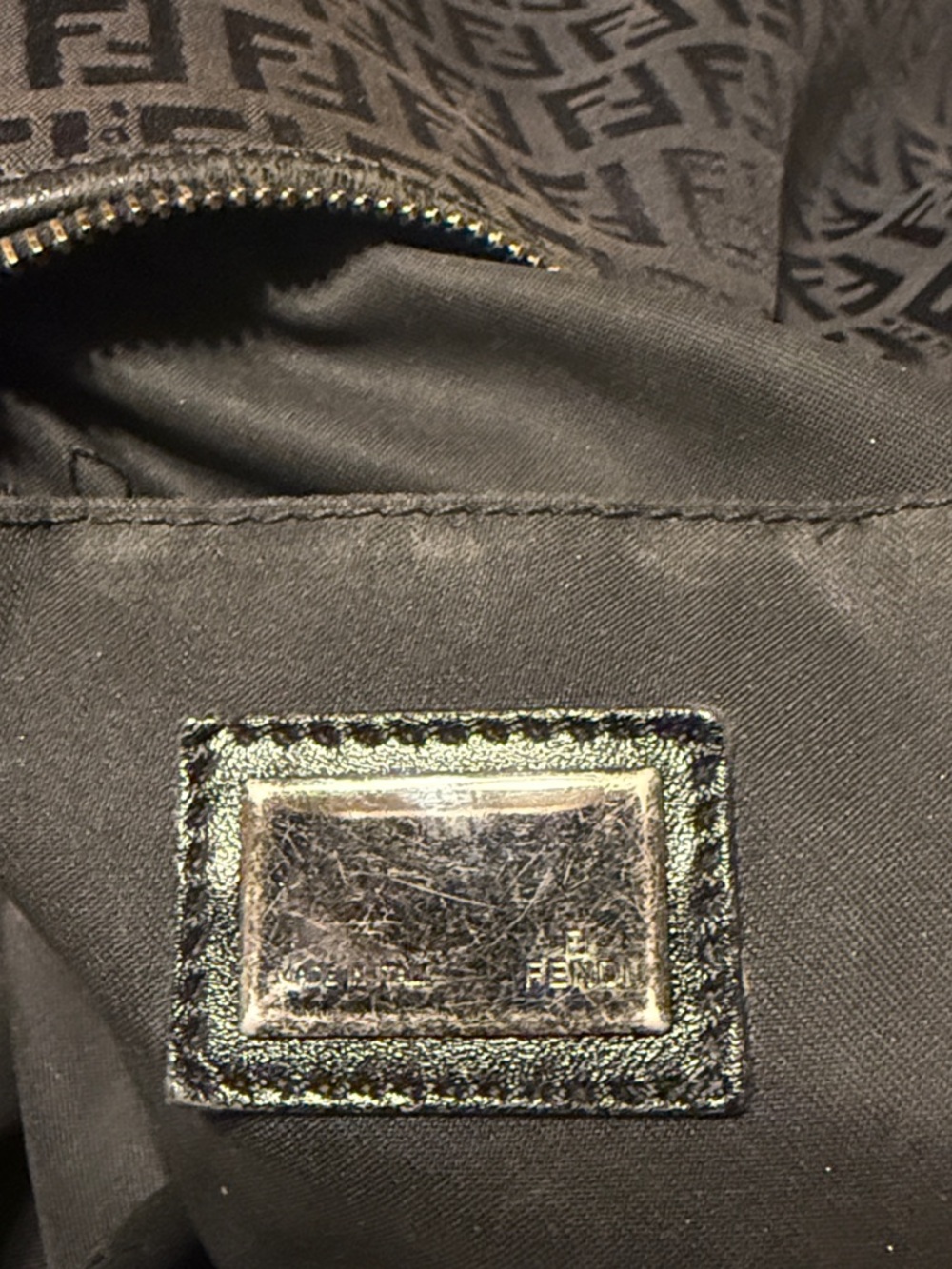 Fendi Black Zucca-Pattern Shoulder 10648BR455 LXT 059 Hobo with Chain Detail - Picture 8 of 9